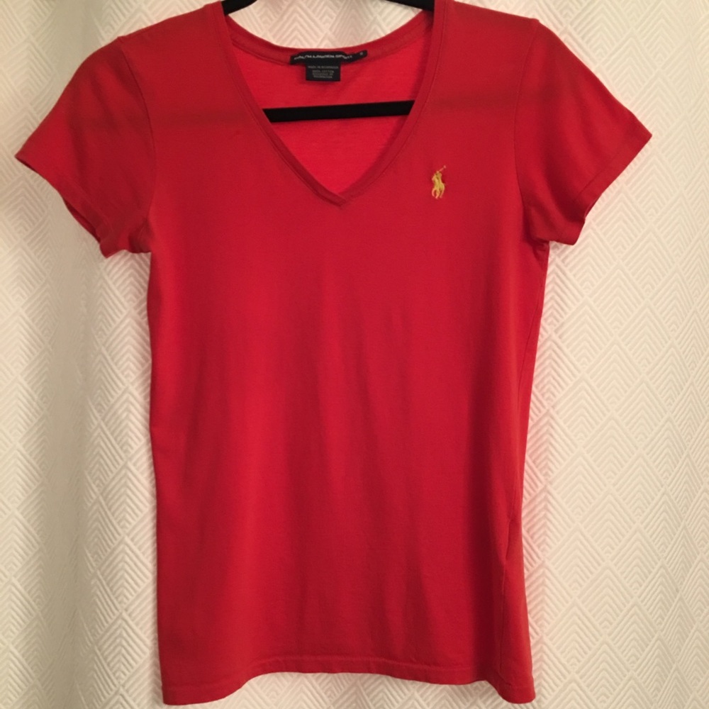 Orange Polo Ralph Lauren V-Neck Shirt